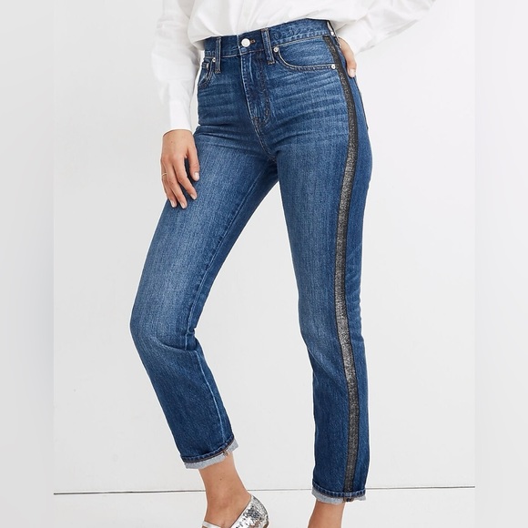 Madewell Denim - Madewell The Perfect Vintage Jean Metallic Tuxedo Stripe Edition